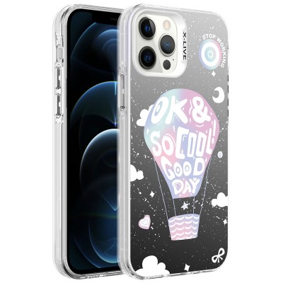 Bal-z Apple iPhone 12 Pro Max Kılıf Desenli  Silver Sert Kapak