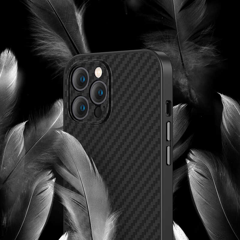 Bal-z Apple iPhone 12 Pro Max Kılıf Karbon Fiber Benks Hybrid Kevlar Kapak