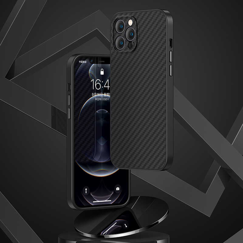 Bal-z Apple iPhone 12 Pro Max Kılıf Karbon Fiber Benks Hybrid Kevlar Kapak