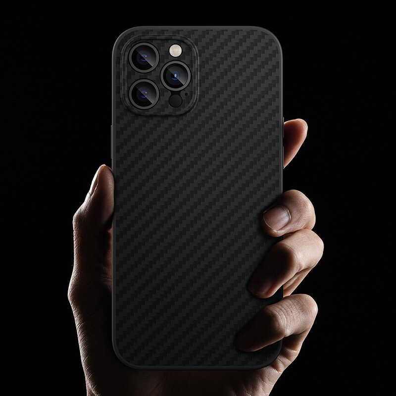 Bal-z Apple iPhone 12 Pro Max Kılıf Karbon Fiber Benks Hybrid Kevlar Kapak