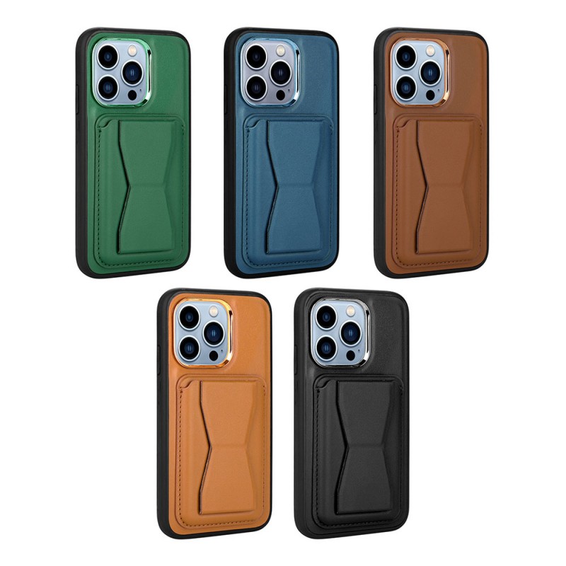 Bal-z Apple iPhone 12 Pro Max Kılıf Kartlıklı Standlı ​Pu Deri  Memo Kapak