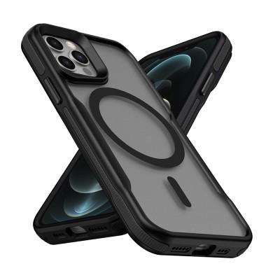 Bal-z Apple iPhone 12 Pro Max Kılıf M-safe Şarj Özellikli Renkli Kenar Airbag Şeritli Zore Lamer Kapak