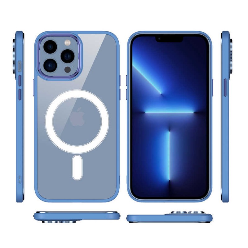 Bal-z Apple iPhone 12 Pro Max Kılıf Wireless Şarj Özellikli  Krom M-safe Silikon Kapak