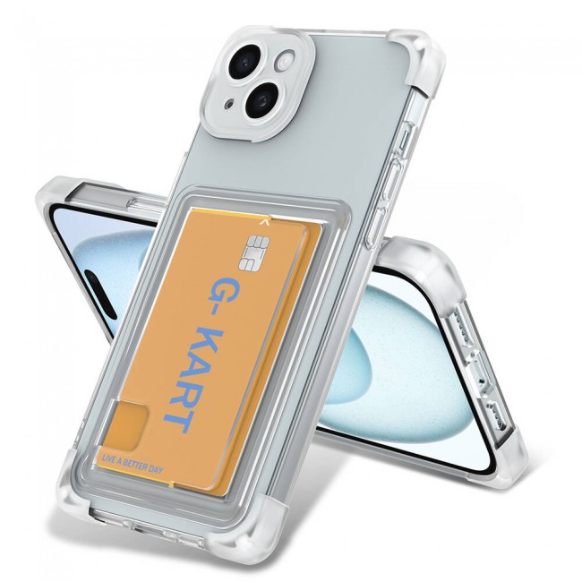 Apple iPhone 13 Kılıf Airbag Tasarımlı Şeffaf Kartlıklı Zore G-Kart Kapak Apple iPhone 13 Kılıf Airbag Tasarımlı Şeffaf Kartlıklı Zore G-Kart Kapak