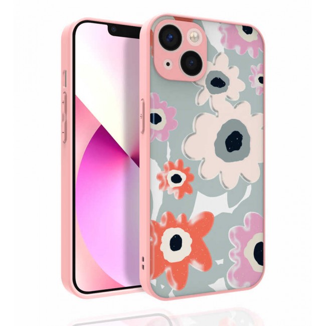 Apple iPhone 13 Kılıf Desenli Kamera Korumalı Parlak Zore Nora Kapak Apple iPhone 13 Kılıf Desenli Kamera Korumalı Parlak Zore Nora Kapak