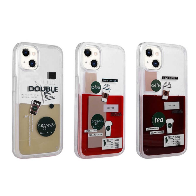 Bal-z Apple iPhone 13 Kılıf Desenli Sıvılı  Drink Silikon Kapak