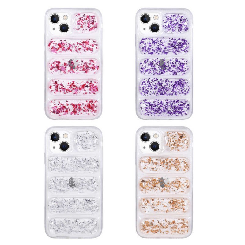 Bal-z Apple iPhone 13 Kılıf Kamera Korumalı Simli Airbag'li  Dalga Kapak