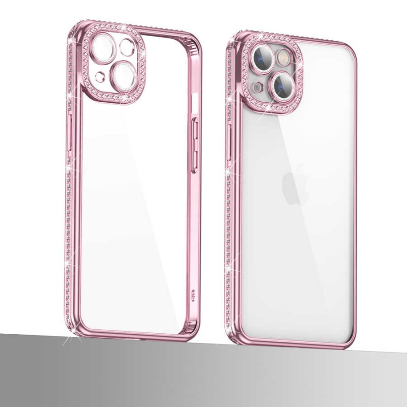 Bal-z Apple iPhone 13 Kılıf Kamera Korumalı Taşlı  Mina Kapak