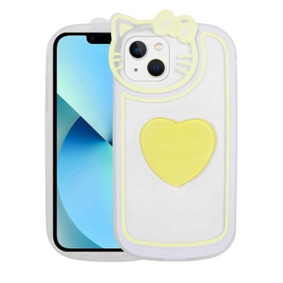 Bal-z Apple iPhone 13 Kılıf Kedi Figürlü Transparan Pop Soketli  Ritmik Kapak