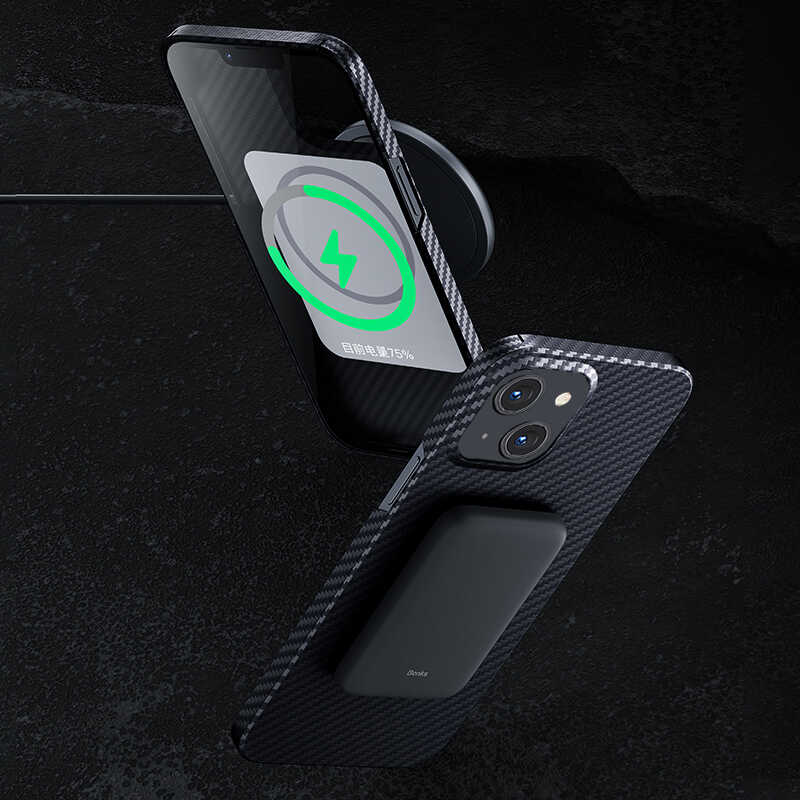 Bal-z Apple iPhone 13 Kılıf M-safe Özellikli Karbon Fiber Benks Essential Kevlar Kapak