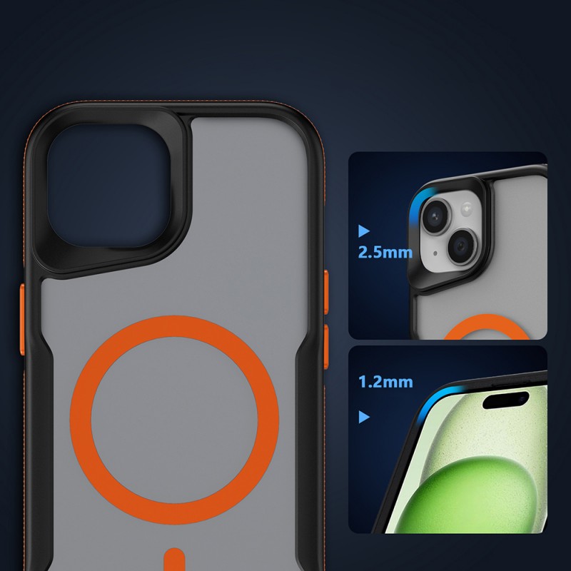 Bal-z Apple iPhone 13 Kılıf M-safe Şarj Özellikli Renkli Kenar Airbag Şeritli Zore Lamer Kapak