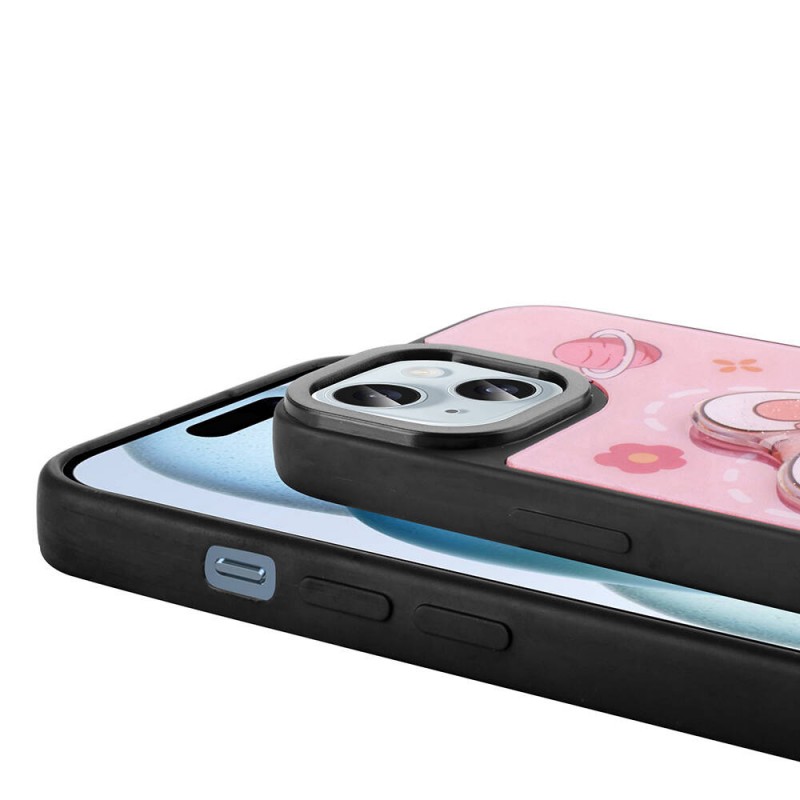 Bal-z Apple iPhone 13 Kılıf Parlayan Kabartmalı İkonik Figürlü  Amas Silikon Kapak