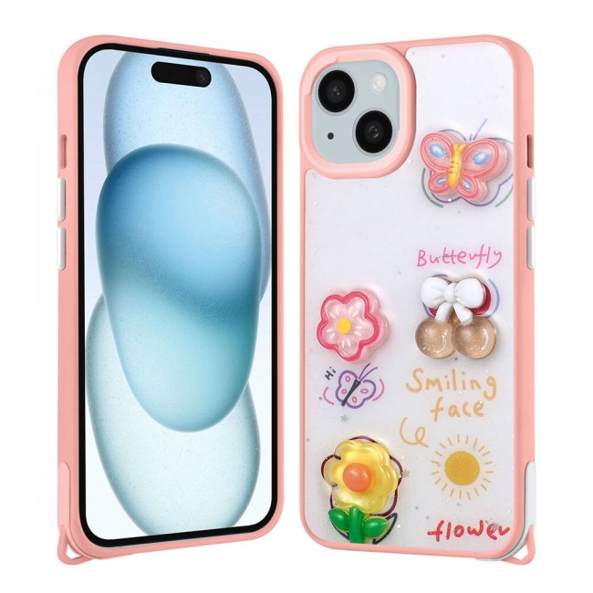 Apple iPhone 13 Kılıf Parlayan Simli Kabartma Figürlü Zore Cevze Kapak Apple iPhone 13 Kılıf Parlayan Simli Kabartma Figürlü Zore Cevze Kapak