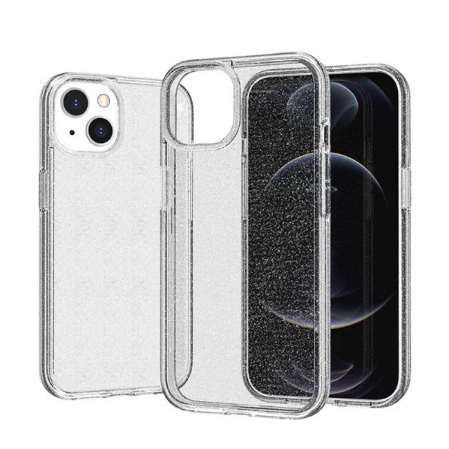 Apple iPhone 13 Kılıf Parlayan Simli Şeffaf Zore Redos Kapak Apple iPhone 13 Kılıf Parlayan Simli Şeffaf Zore Redos Kapak
