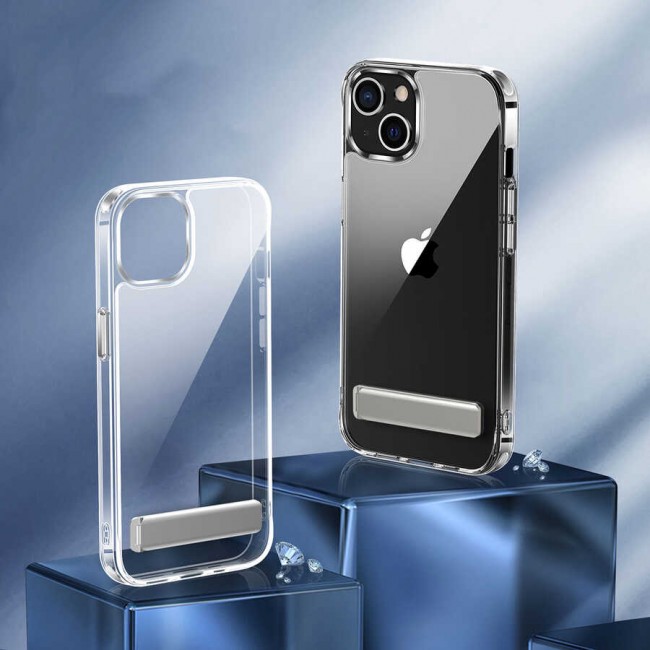 Apple iPhone 13 Kılıf Standlı Şeffaf Silikon Zore L-Stand Kapak