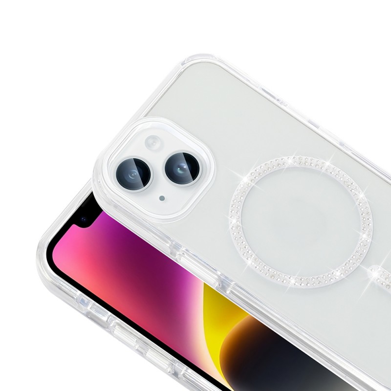 Bal-z Apple iPhone 13 Kılıf Taşlı Tasarım M-safe Şarj Özellikli Zore Koment Silikon Kapak