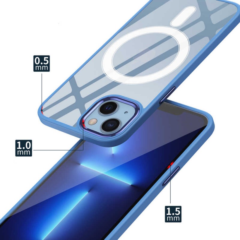 Bal-z Apple iPhone 13 Kılıf Wireless Şarj Özellikli  Krom M-safe Silikon Kapak