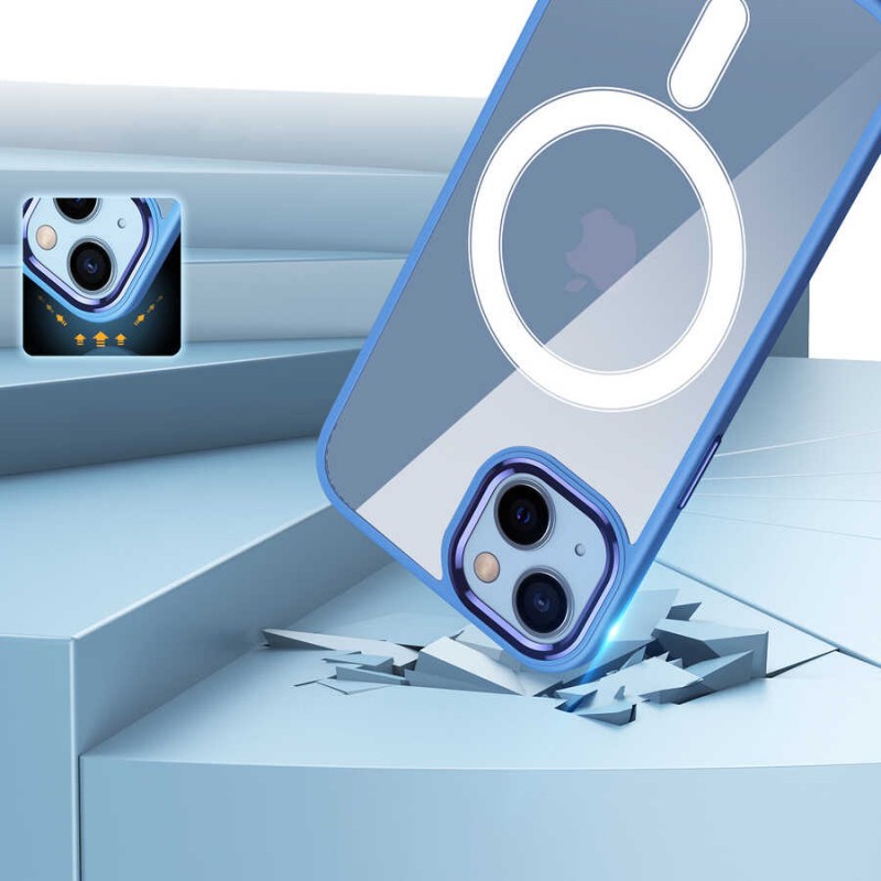 Bal-z Apple iPhone 13 Kılıf Wireless Şarj Özellikli  Krom M-safe Silikon Kapak