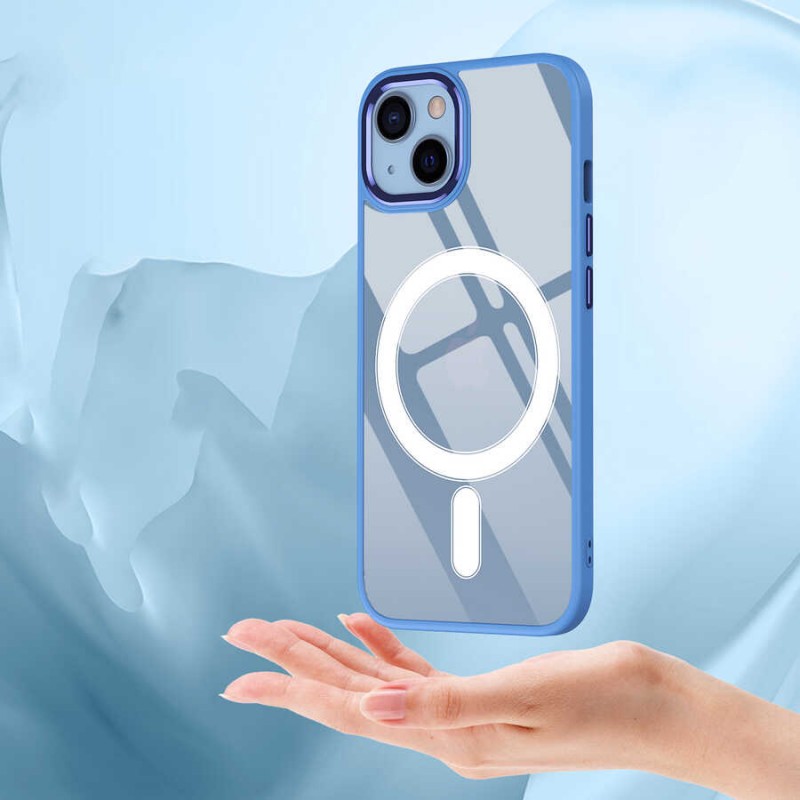 Bal-z Apple iPhone 13 Kılıf Wireless Şarj Özellikli  Krom M-safe Silikon Kapak