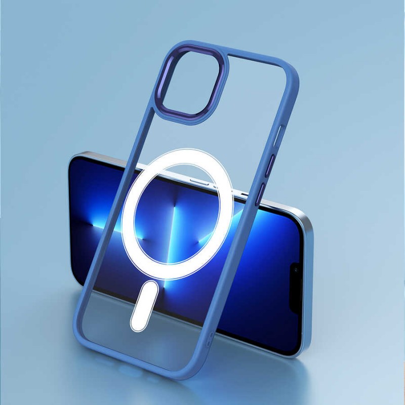 Bal-z Apple iPhone 13 Kılıf Wireless Şarj Özellikli  Krom M-safe Silikon Kapak