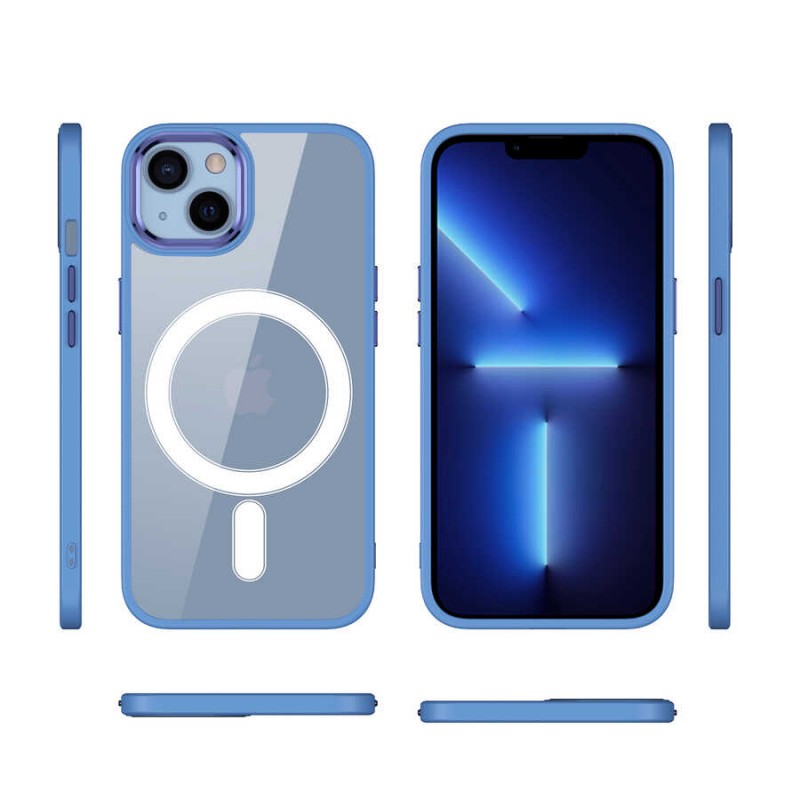 Bal-z Apple iPhone 13 Kılıf Wireless Şarj Özellikli  Krom M-safe Silikon Kapak