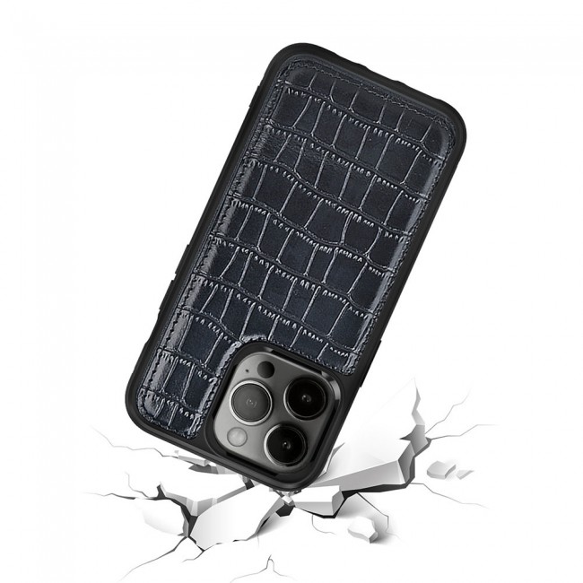 Apple iPhone 13 Kılıf Wiwu Croco Pattern Calfskin Orjinal Deri Kapak