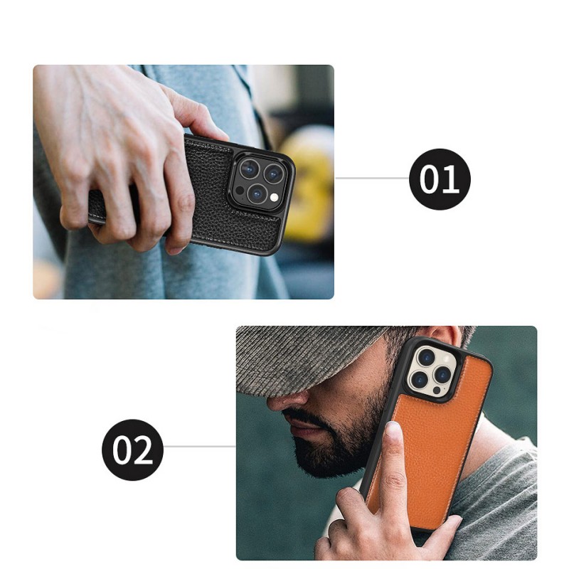 Bal-z Apple iPhone 13 Kılıf Wiwu Genuine Leather Plastic Calfskin Orjinal Deri Kapak