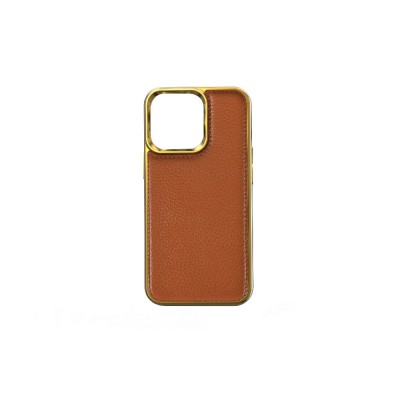 Bal-z Apple iPhone 13 Mini Kılıf Wiwu Genuine Leather Gold Calfskin Orjinal Deri Kapak