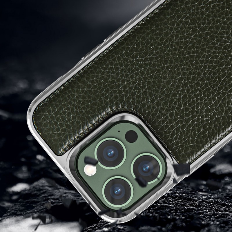 Bal-z Apple iPhone 13 Mini Kılıf Wiwu Genuine Leather Silver Calfskin Orjinal Deri Kapak