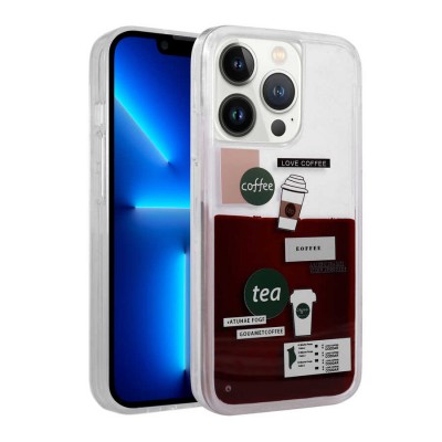 Bal-z Apple iPhone 13 Pro Kılıf Desenli Sıvılı  Drink Silikon Kapak