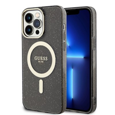 Bal-z Apple iPhone 13 Pro Kılıf GUESS M-safe Şarj Özellikli Glitter Kapak