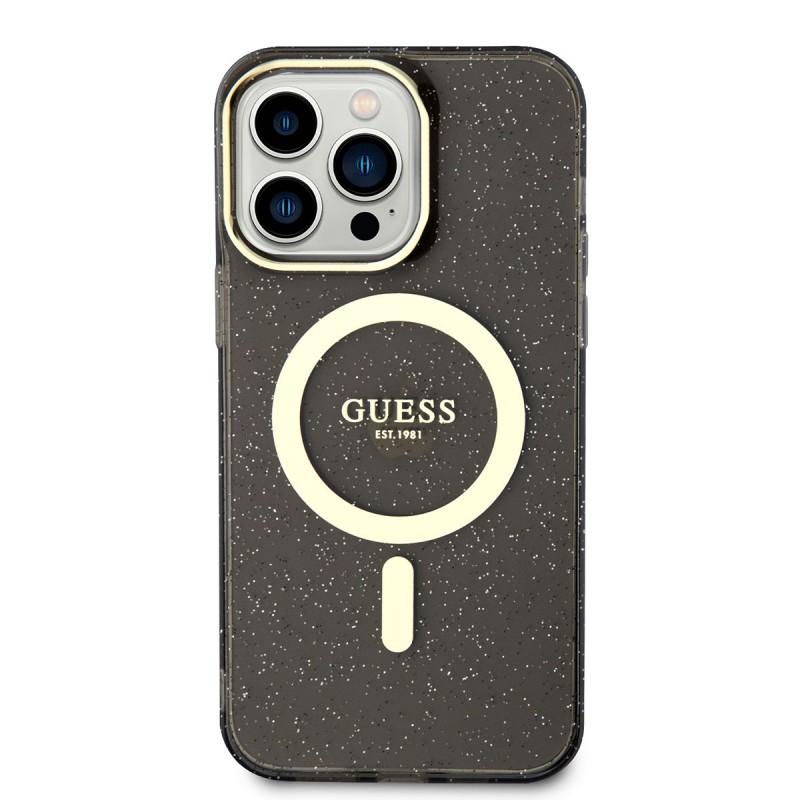 Bal-z Apple iPhone 13 Pro Kılıf GUESS M-safe Şarj Özellikli Glitter Kapak