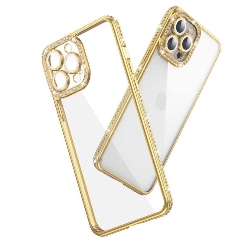 Bal-z Apple iPhone 13 Pro Kılıf Kamera Korumalı Taşlı  Mina Kapak