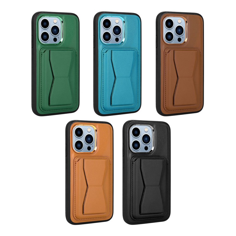 Bal-z Apple iPhone 13 Pro Kılıf Kartlıklı Standlı ​Pu Deri  Memo Kapak