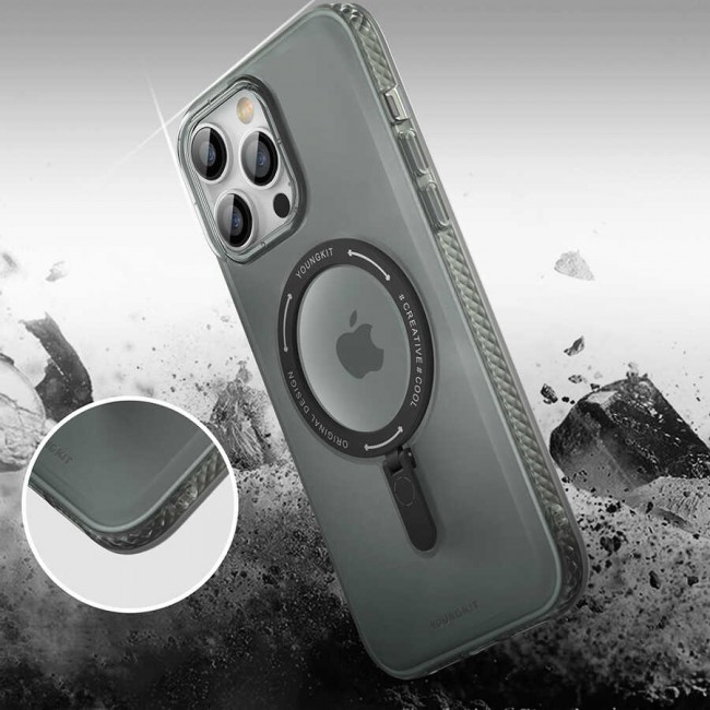Apple iPhone 13 Pro Kılıf Magsafe Şarj Özellikli Youngkit Rock Serisi Kapak Apple iPhone 13 Pro Kılıf Magsafe Şarj Özellikli Youngkit Rock Serisi Kapak