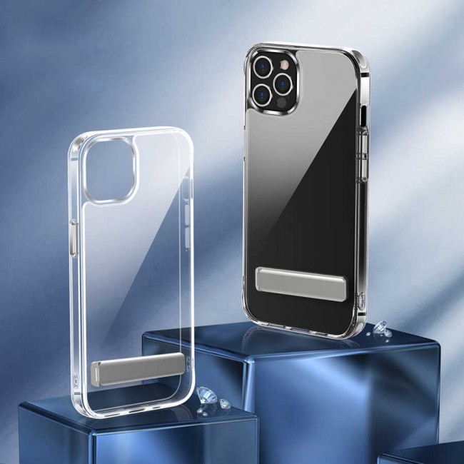 Apple iPhone 13 Pro Kılıf Standlı Şeffaf Silikon Zore L-Stand Kapak Apple iPhone 13 Pro Kılıf Standlı Şeffaf Silikon Zore L-Stand Kapak