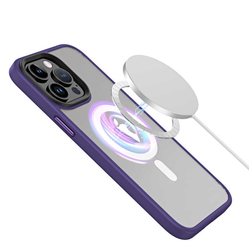 Bal-z Apple iPhone 13 Pro Kılıf Wireless Şarj Özellikli  Hibrit M-safe Kapak