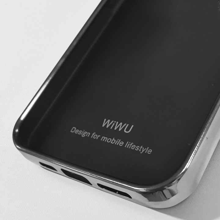 Apple iPhone 13 Pro Kılıf Wiwu Genuine Leather Silver Calfskin Orjinal Deri Kapak