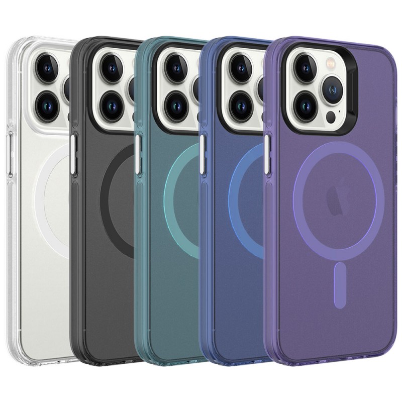 Bal-z Apple iPhone 13 Pro Kılıf  M-safe Şarj Özellikli Buzlu Transparan C-Pro Sert Kapak