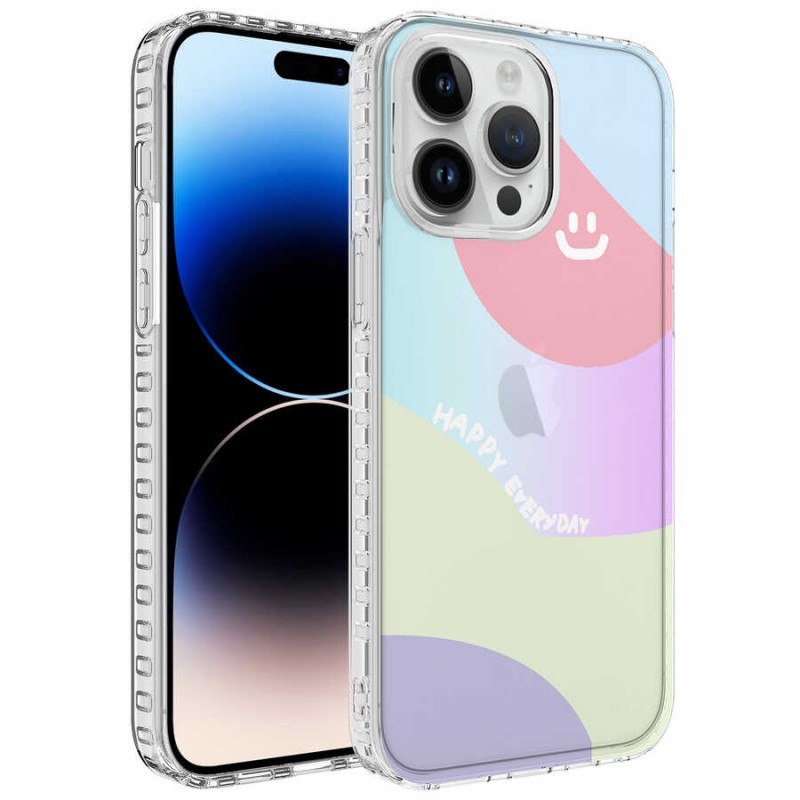 Bal-z Apple iPhone 13 Pro Max Kılıf Airbag Kenarlı Renkli Desenli Silikon  Elegans Kapak