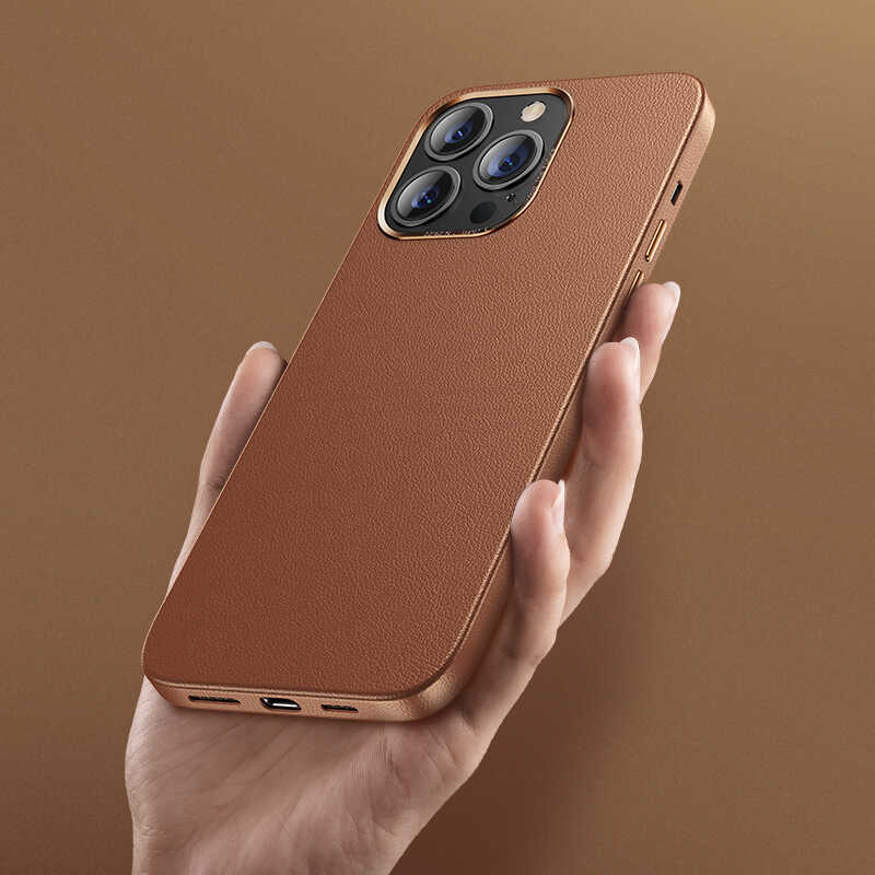 Bal-z Apple iPhone 13 Pro Max Kılıf Benks Magnetic Hakiki Deri Kılıf