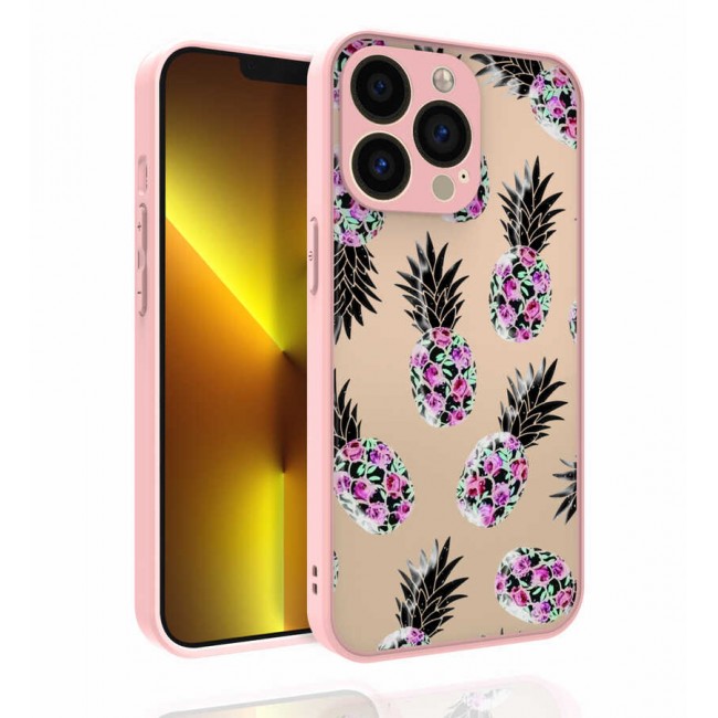 Apple iPhone 13 Pro Max Kılıf Desenli Kamera Korumalı Parlak Zore Nora Kapak