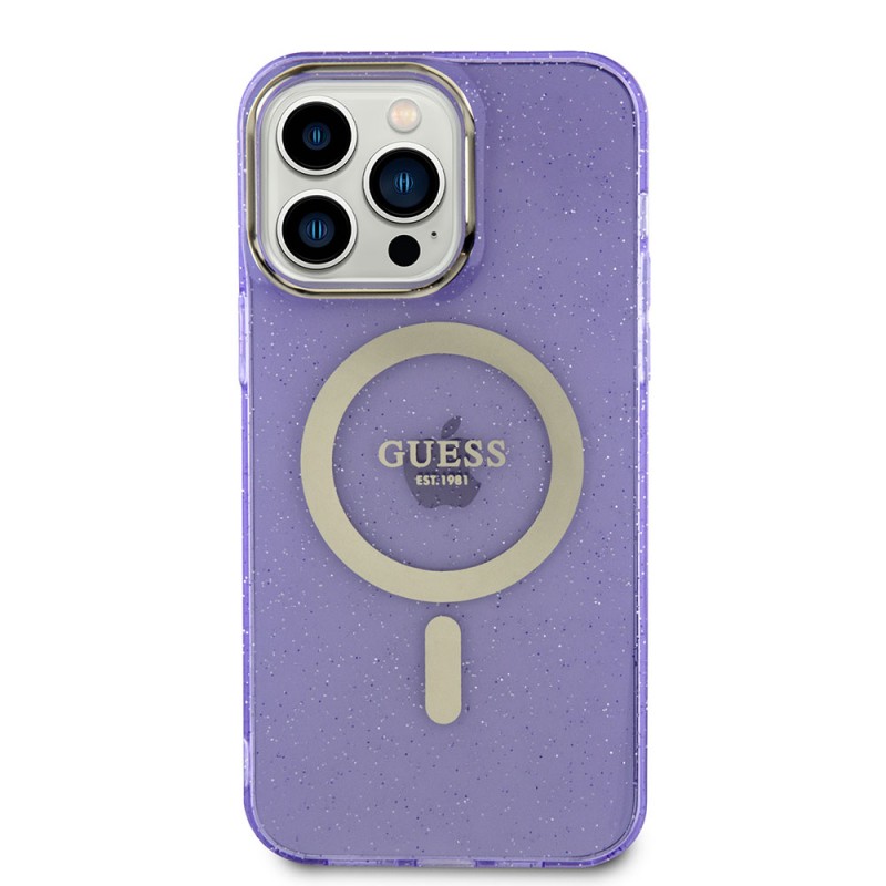 Bal-z Apple iPhone 13 Pro Max Kılıf GUESS M-safe Şarj Özellikli Glitter Kapak