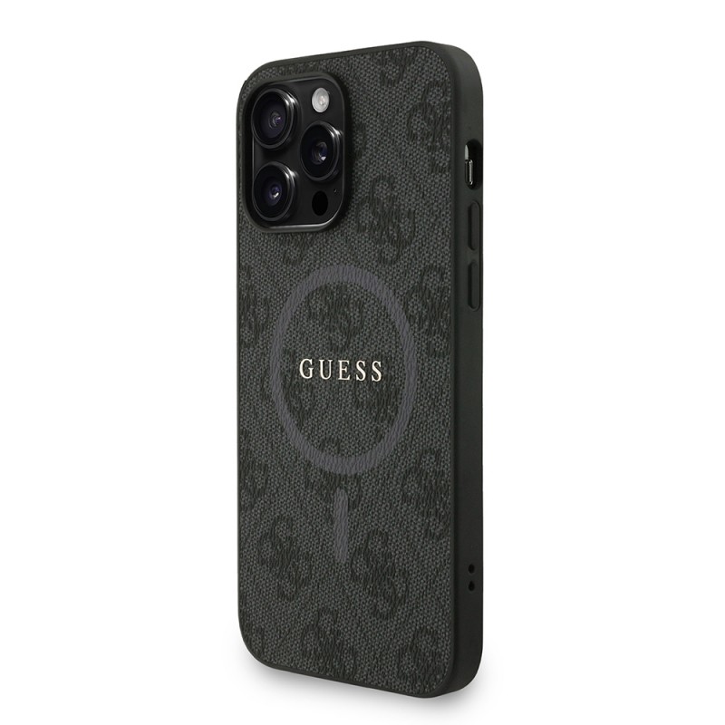 Bal-z Apple iPhone 13 Pro Max Kılıf Guess Orjinal Lisanslı M-safe Şarj Özellikli PU Deri Bilek Askı İpli Yazı Logolu Kapak