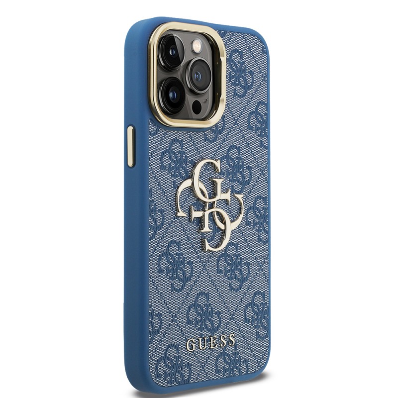 Bal-z Apple iPhone 13 Pro Max Kılıf Guess Orjinal Lisanslı PU Deri 4G Desenli Metal Büyük 4G ve Yazı Logolu Kamera Standlı Kapak