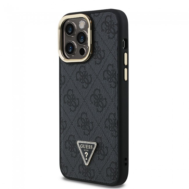 Apple iPhone 13 Pro Max Kılıf Guess Orjinal Lisanslı PU Deri Taşlı Üçgen Logo 4G Desenli Kamera Standlı Kapak Apple iPhone 13 Pro Max Kılıf Guess Orjinal Lisanslı PU Deri Taşlı Üçgen Logo 4G Desenli Kamera Standlı Kapak