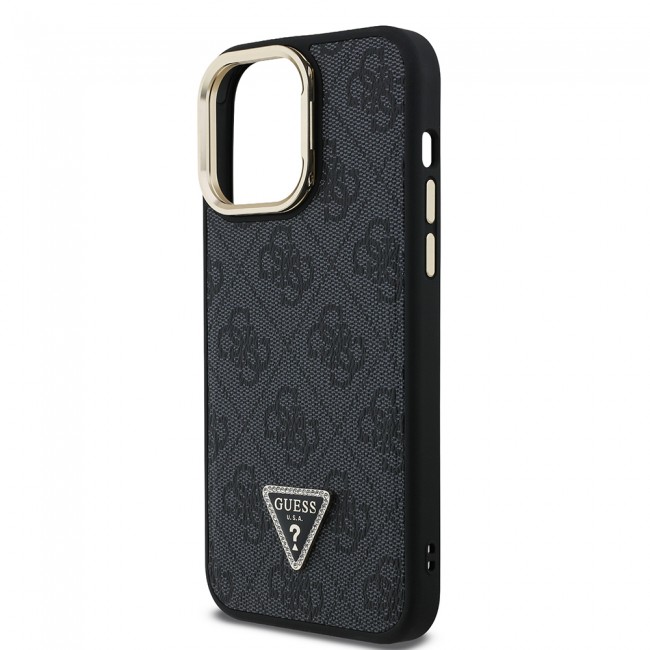 Apple iPhone 13 Pro Max Kılıf Guess Orjinal Lisanslı PU Deri Taşlı Üçgen Logo 4G Desenli Kamera Standlı Kapak Apple iPhone 13 Pro Max Kılıf Guess Orjinal Lisanslı PU Deri Taşlı Üçgen Logo 4G Desenli Kamera Standlı Kapak