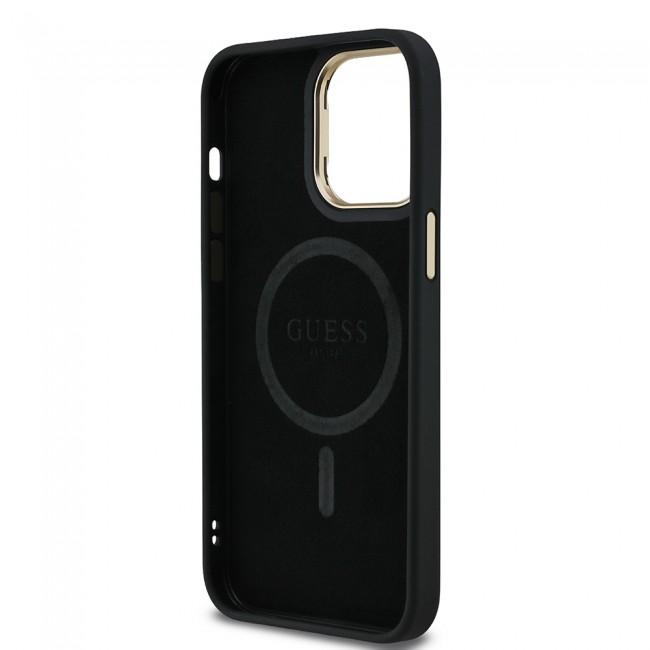 Apple iPhone 13 Pro Max Kılıf Guess Orjinal Lisanslı PU Deri Taşlı Üçgen Logo 4G Desenli Kamera Standlı Kapak Apple iPhone 13 Pro Max Kılıf Guess Orjinal Lisanslı PU Deri Taşlı Üçgen Logo 4G Desenli Kamera Standlı Kapak