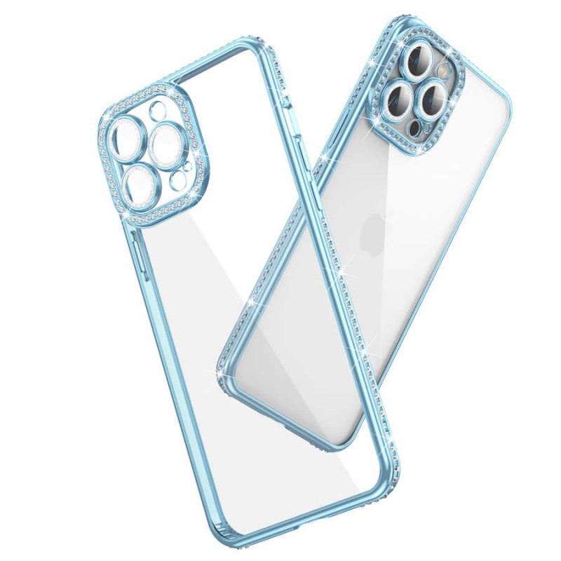 Bal-z Apple iPhone 13 Pro Max Kılıf Kamera Korumalı Taşlı  Mina Kapak
