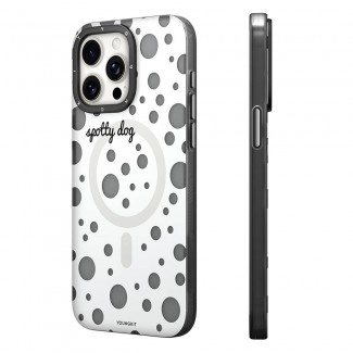 Apple iPhone 13 Pro Max Kılıf M-safe Şarj Özellikli Polka Dot Desenli Youngkit Spots Serisi Kapak Apple iPhone 13 Pro Max Kılıf M-safe Şarj Özellikli Polka Dot Desenli Youngkit Spots Serisi Kapak